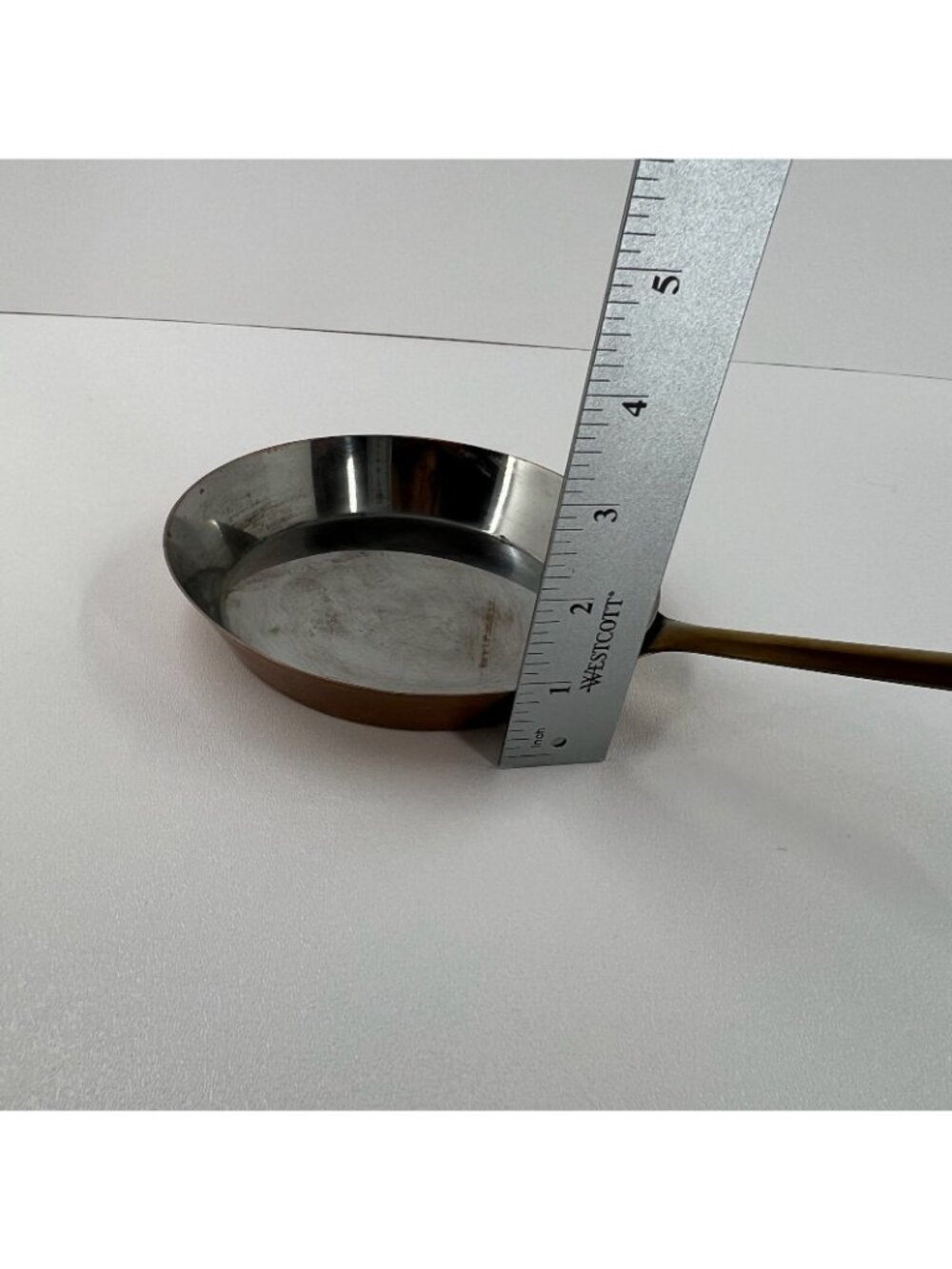 VTG Copper Frying Pan 6" Mini Skillet Brass Handle Stainless Steel Lining Round - Picture 8 of 9